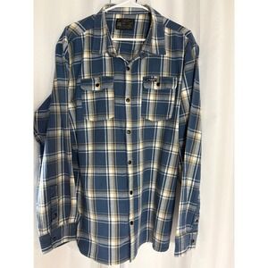 Fieldcraft Survival Mens XXL Blue Plaid Flannel Shirt Long Sleeve MC0047